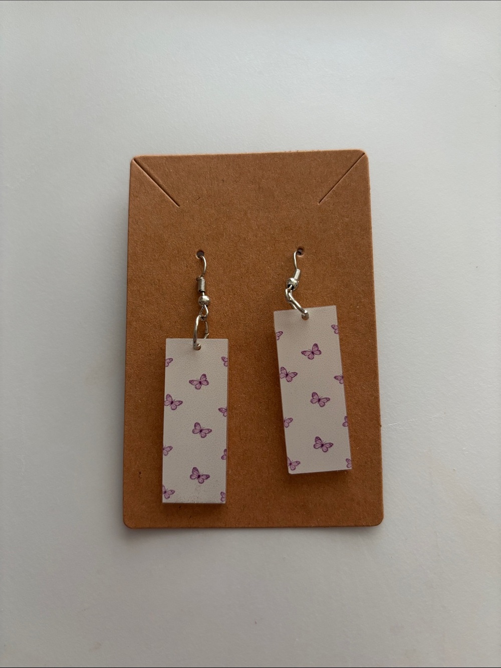 Fashion Jewelry Pink Butterfly Rectangle Drop Earrings